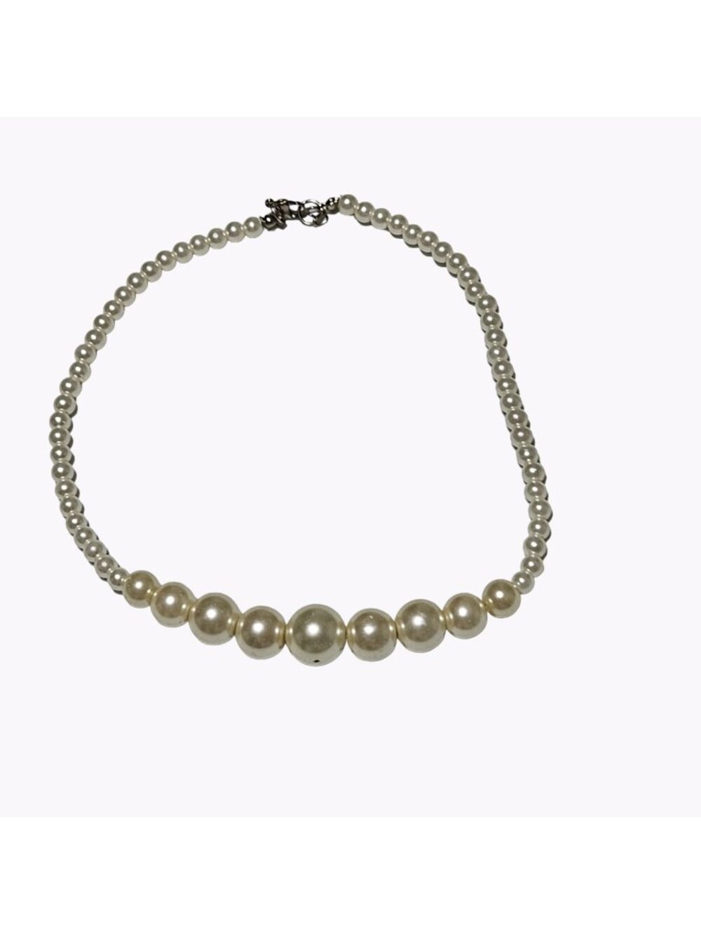 Faux Pearl Necklace Cream Graduated Round Beads Classic Bridal Coquette Romantic